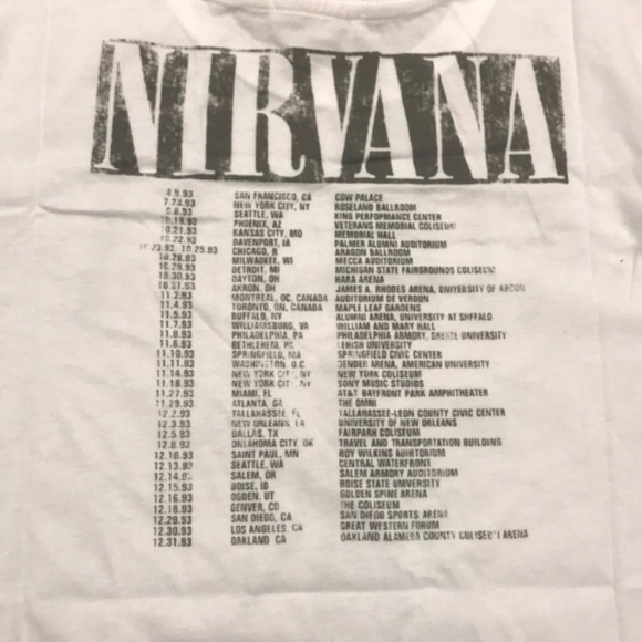 SOLD OUT White Nirvana Vintage Concert Band Graphic Tee - Picture 7 of 7